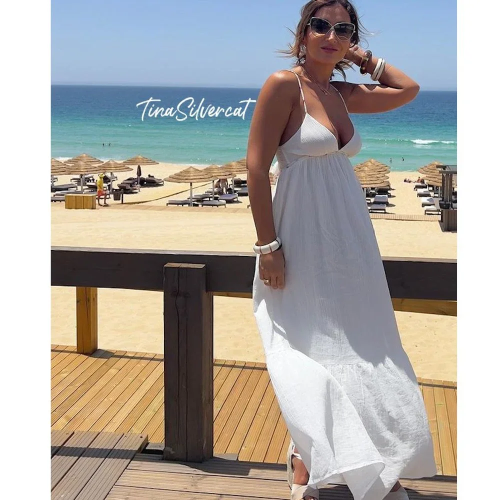 Zara White Strappy Maxi Dress Sz XL NWT